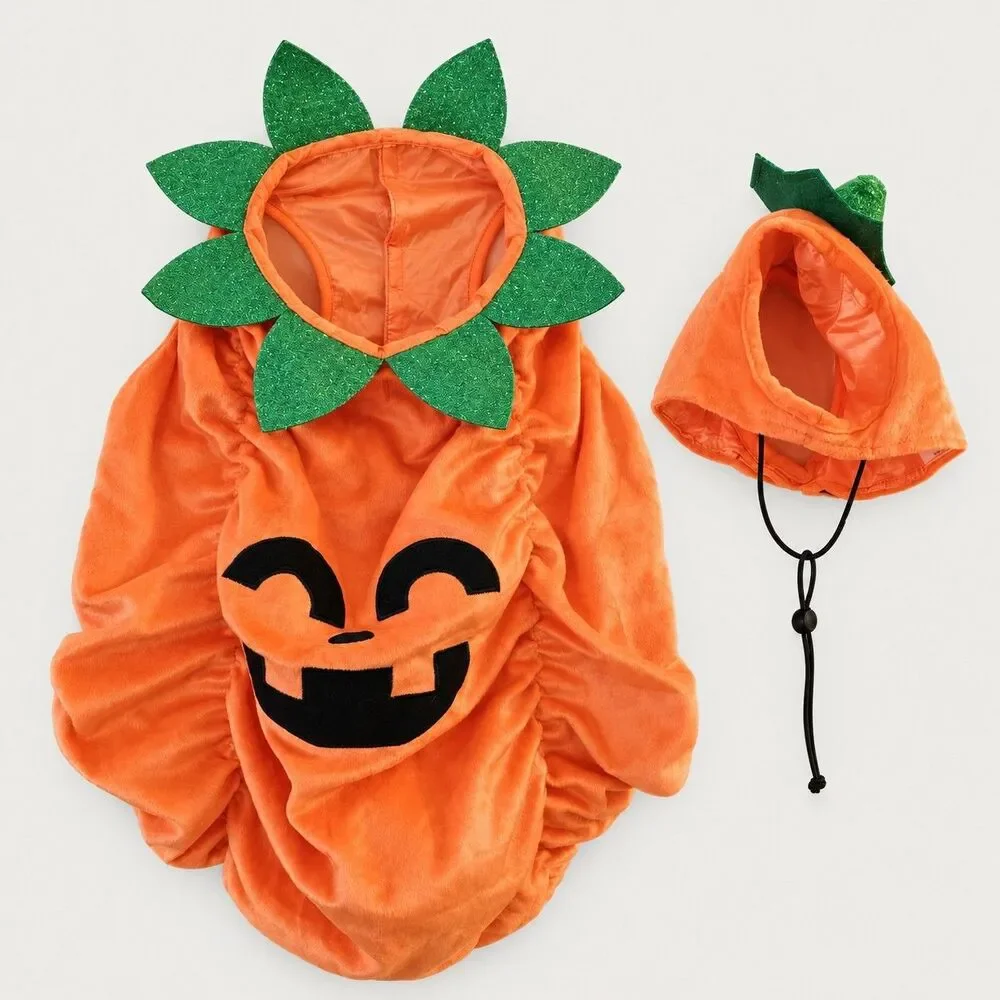 Vibrant Life Pumpkin Dog Costume Large Jack O Lantern Halloween Spooky C156